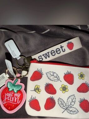 “Not my Jam “ bag charm , keychain, and small zippered pouch *nwt